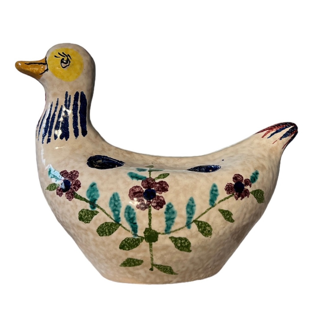 Vintage Duck Flower Frog Hand Painted Italy